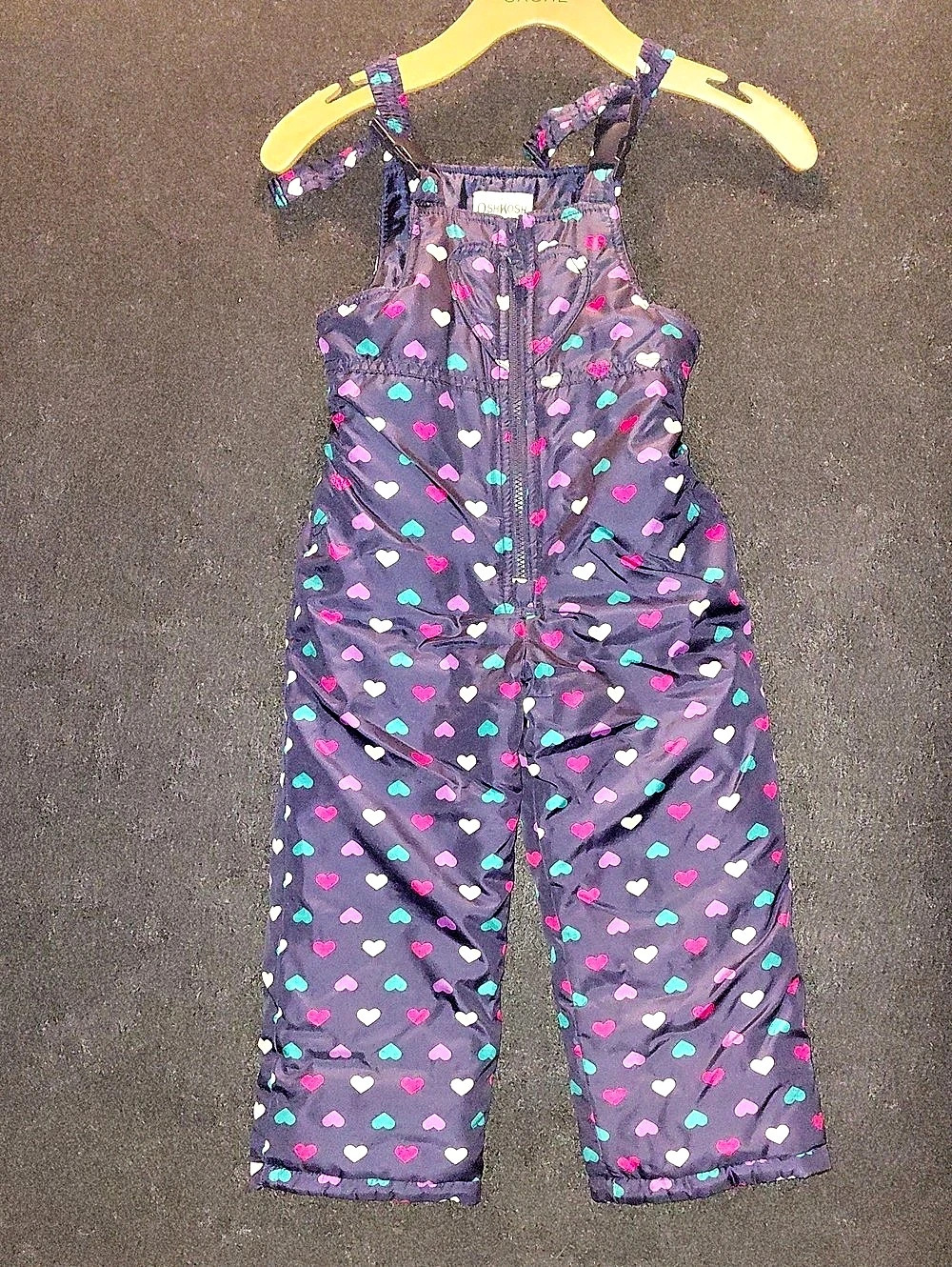 OshKosh B'gosh Heart Print Overalls in Blue & Pink Size Small 4 Vintage